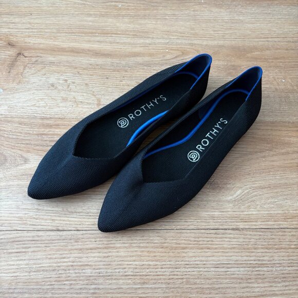 Rothy’s The Point Knit Ballet Flat Shoes Black Women’s Size 9.5 - Picture 1 of 8